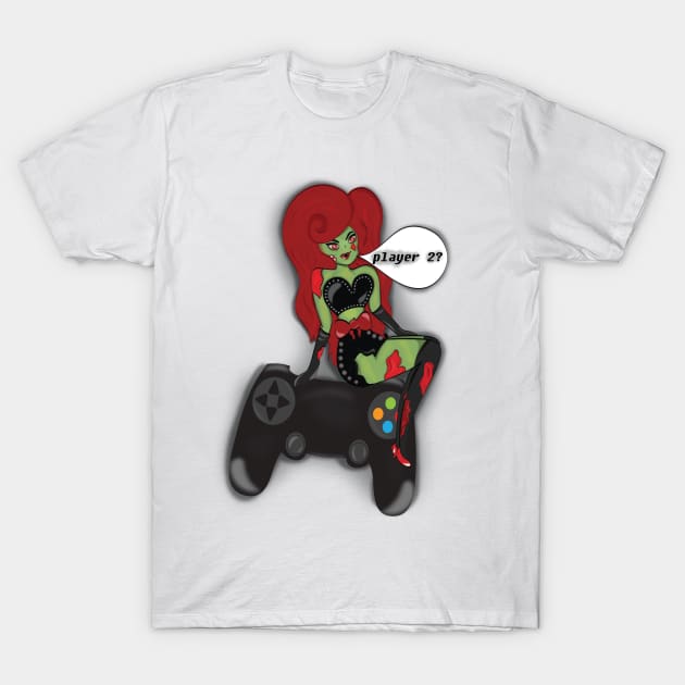 Pinup Zombie Gamer T-Shirt by DaintyMoonDesigns